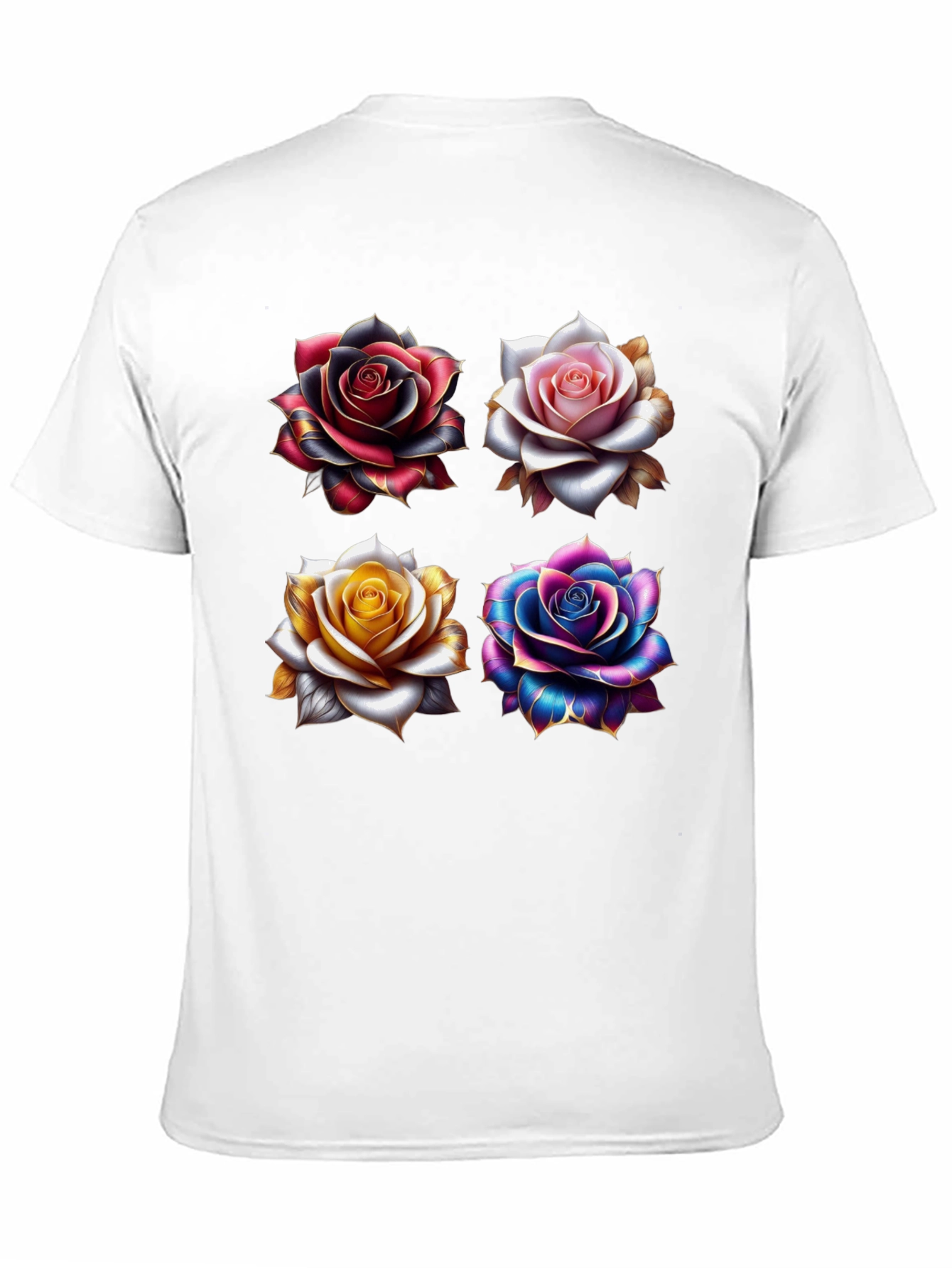 Floral Roses Graphic Print Black T-Shirt