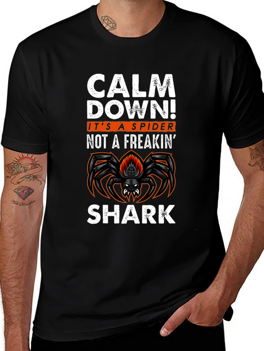 Calm Down Spider Graphic Tee - Mens Black T-Shirt