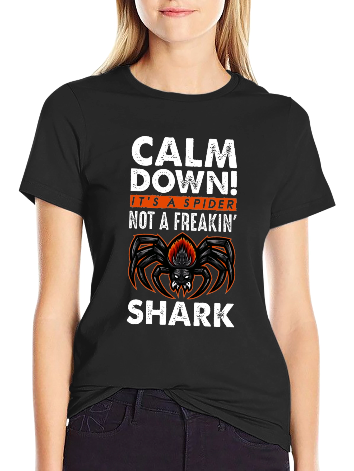 Calm Down Spider Graphic Tee - Mens Black T-Shirt