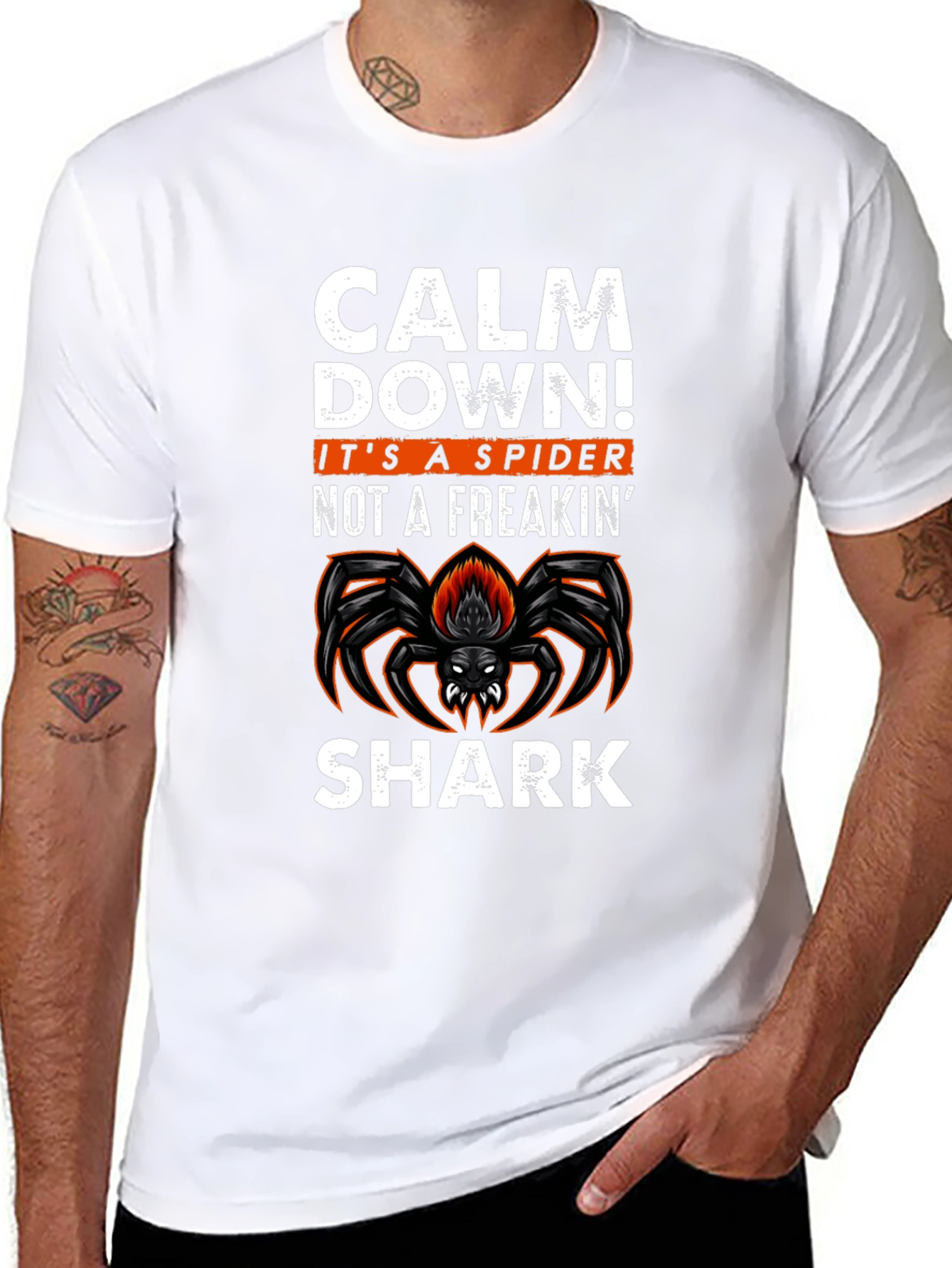 Calm Down Spider Graphic Tee - Mens Black T-Shirt