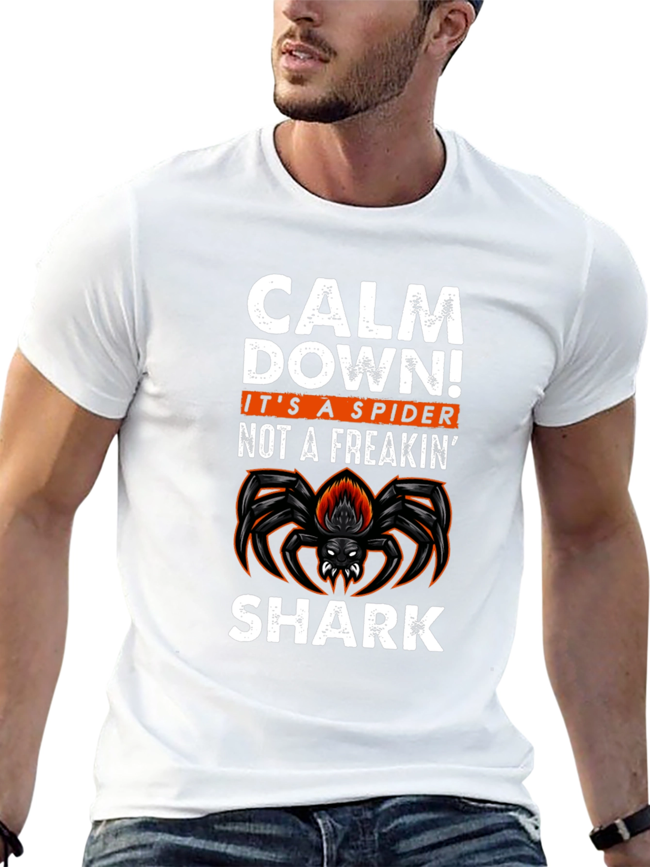 Calm Down Spider Graphic Tee - Mens Black T-Shirt