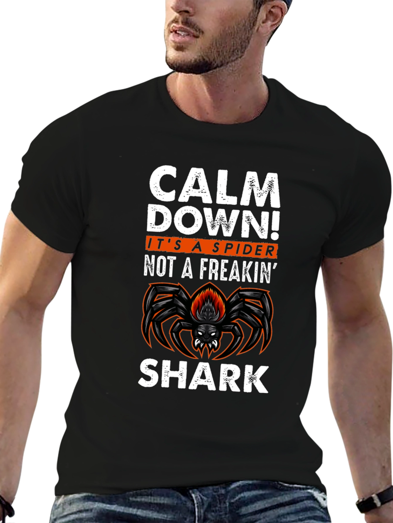 Calm Down Spider Graphic Tee - Mens Black T-Shirt