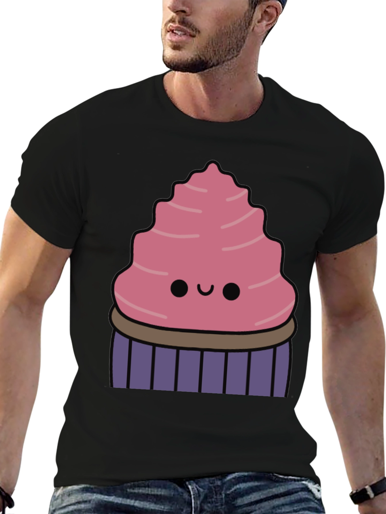 Cute Cupcake Graphic T-Shirt - Black Cotton Tee