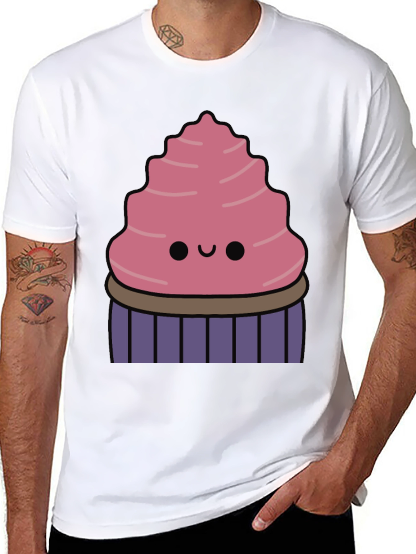Cute Cupcake Graphic T-Shirt - Black Cotton Tee