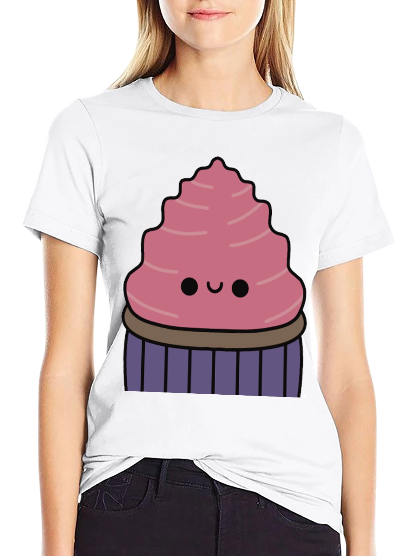 Cute Cupcake Graphic T-Shirt - Black Cotton Tee