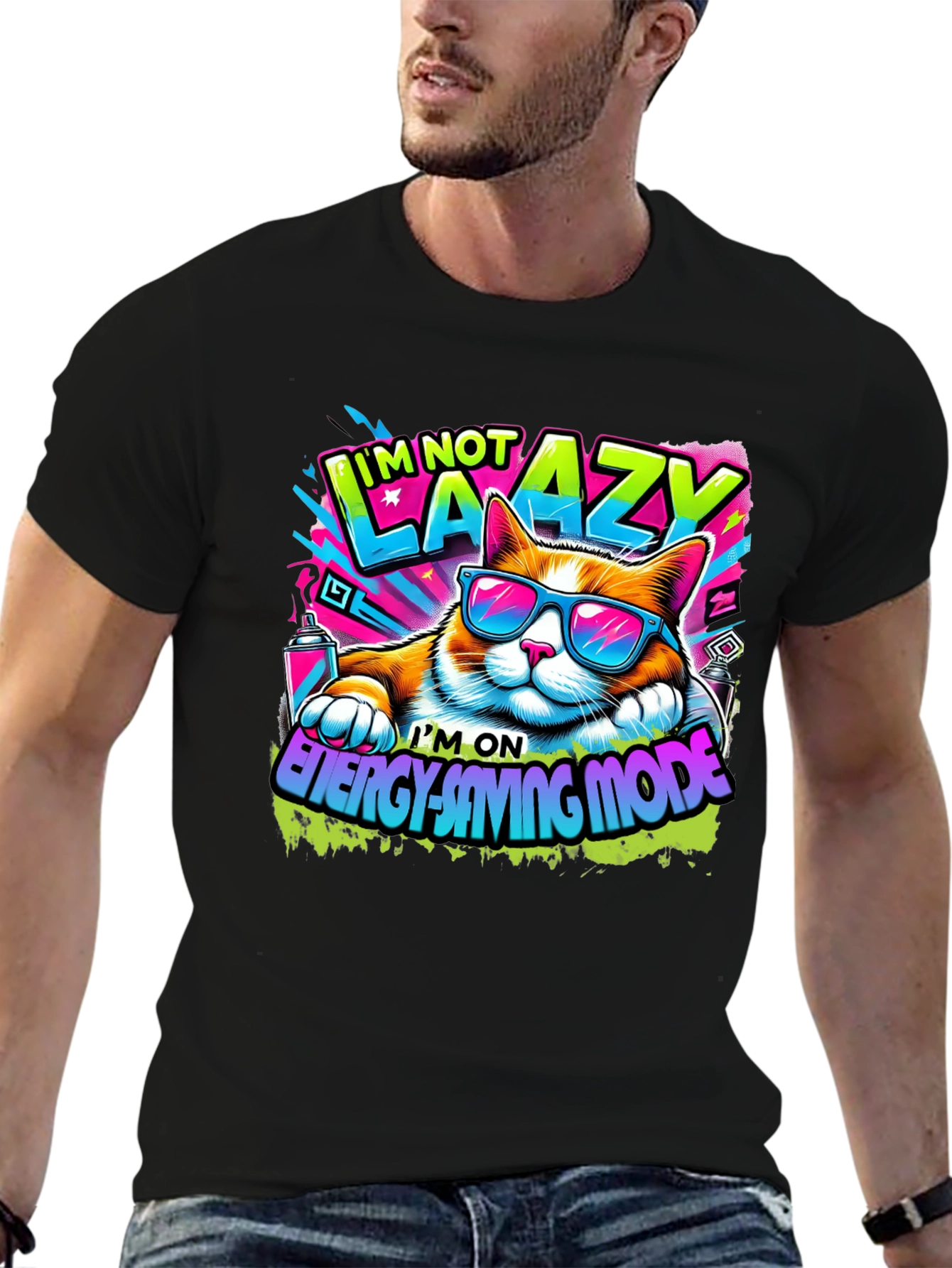 Im Not Lazy Cat T-Shirt - Energy Saving Mode!