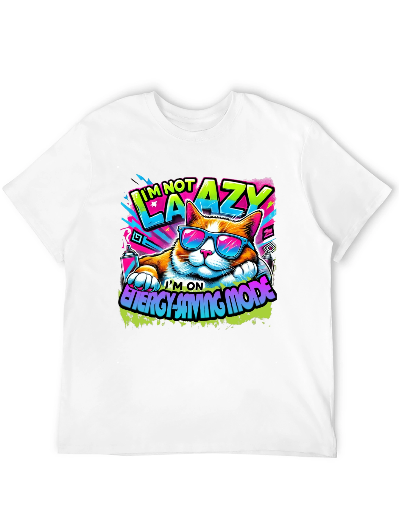 Im Not Lazy Cat T-Shirt - Energy Saving Mode!