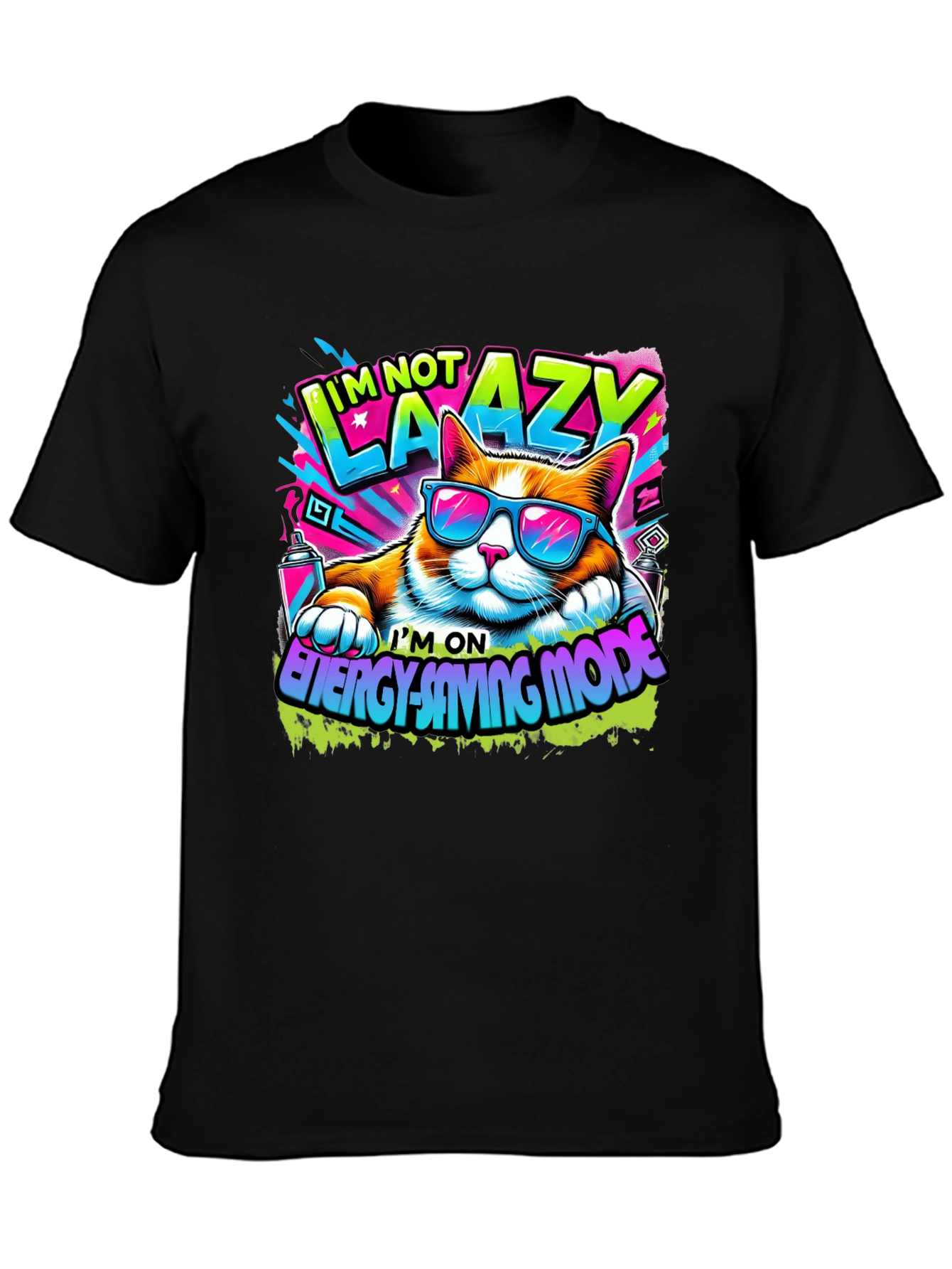 Im Not Lazy Cat T-Shirt - Energy Saving Mode!