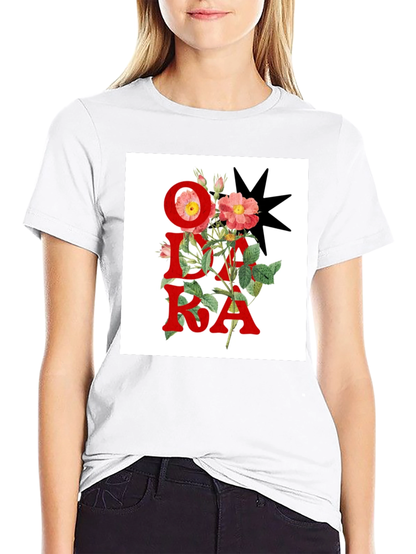 Floral OKDA T-Shirt - Unique Graphic Tee