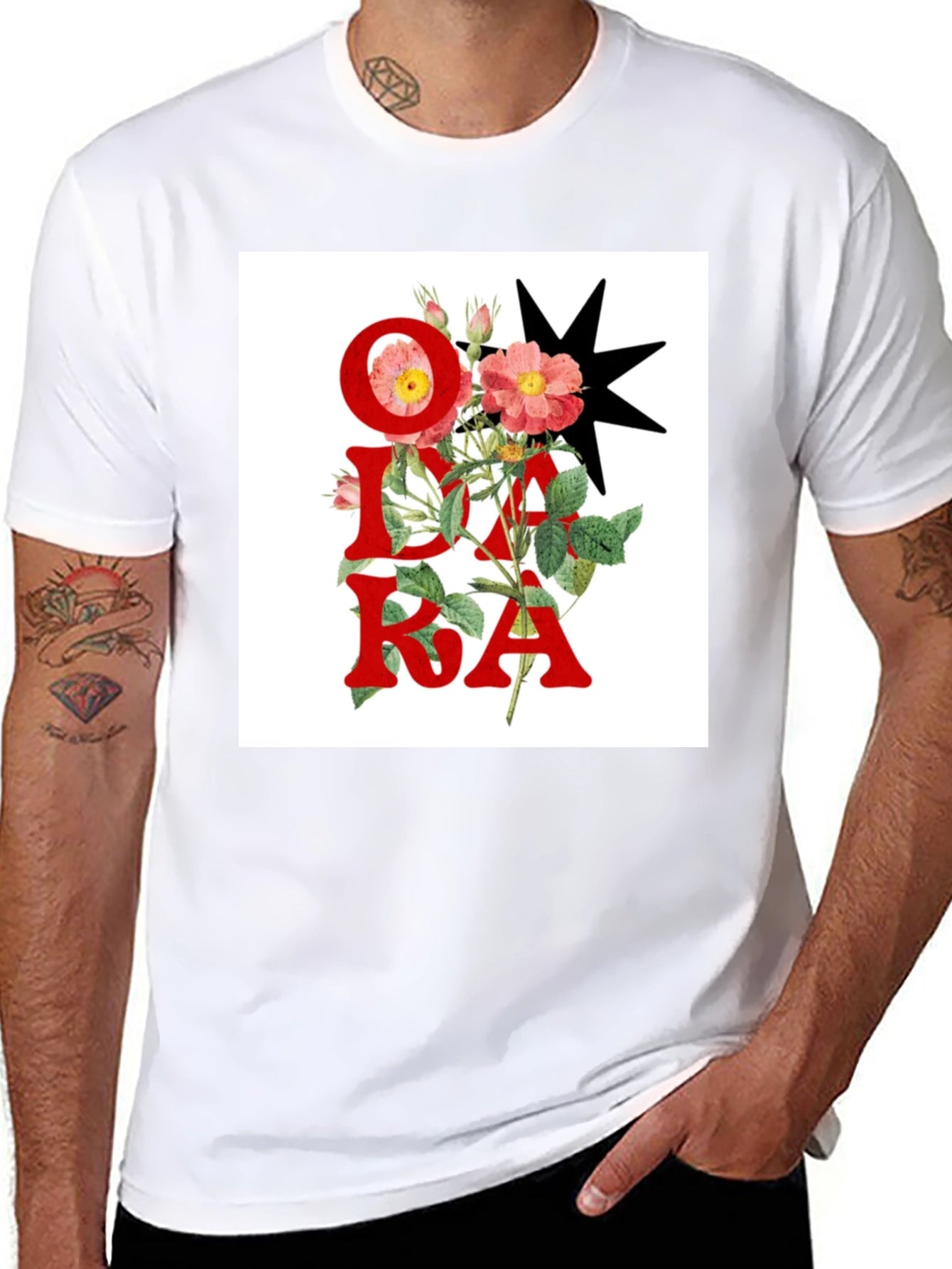 Floral OKDA T-Shirt - Unique Graphic Tee