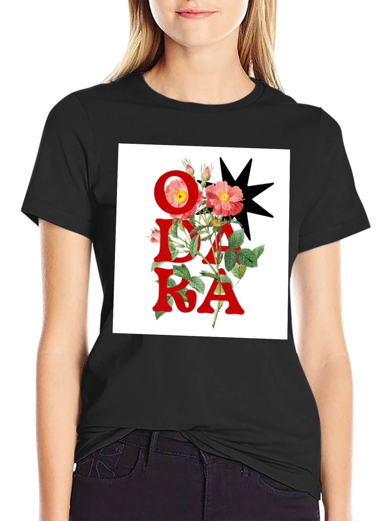 Floral OKDA T-Shirt - Unique Graphic Tee