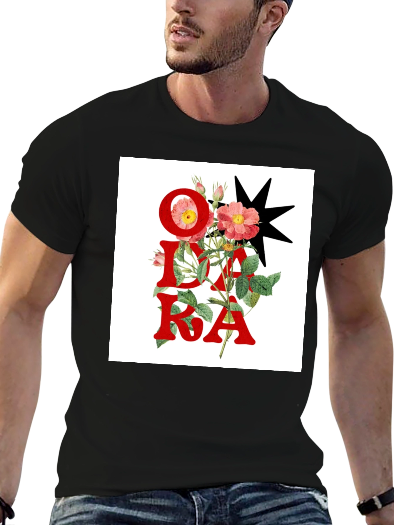 Floral OKDA T-Shirt - Unique Graphic Tee