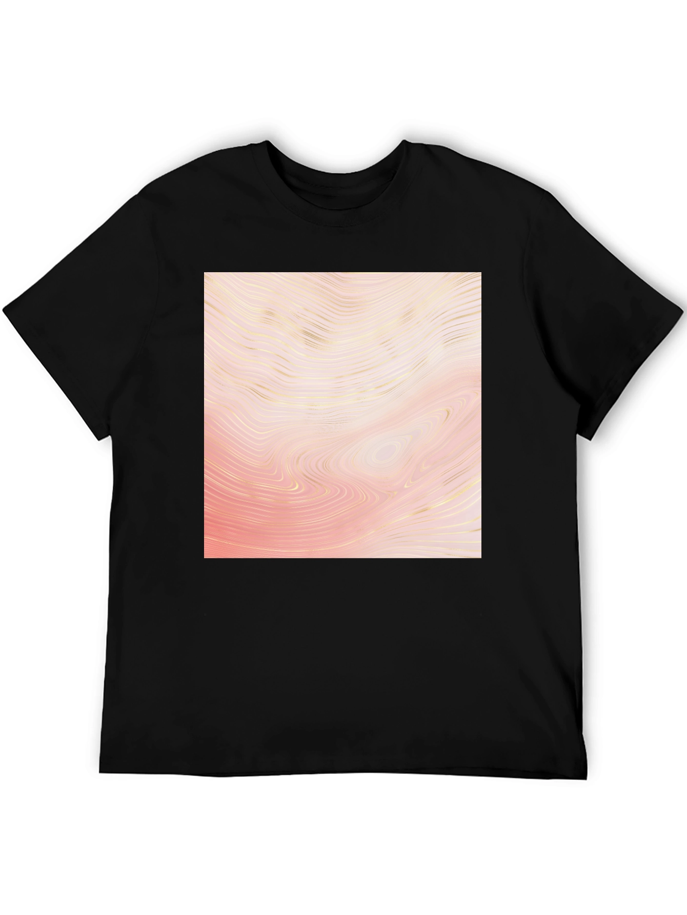 Abstract Wave Pattern Black T-Shirt