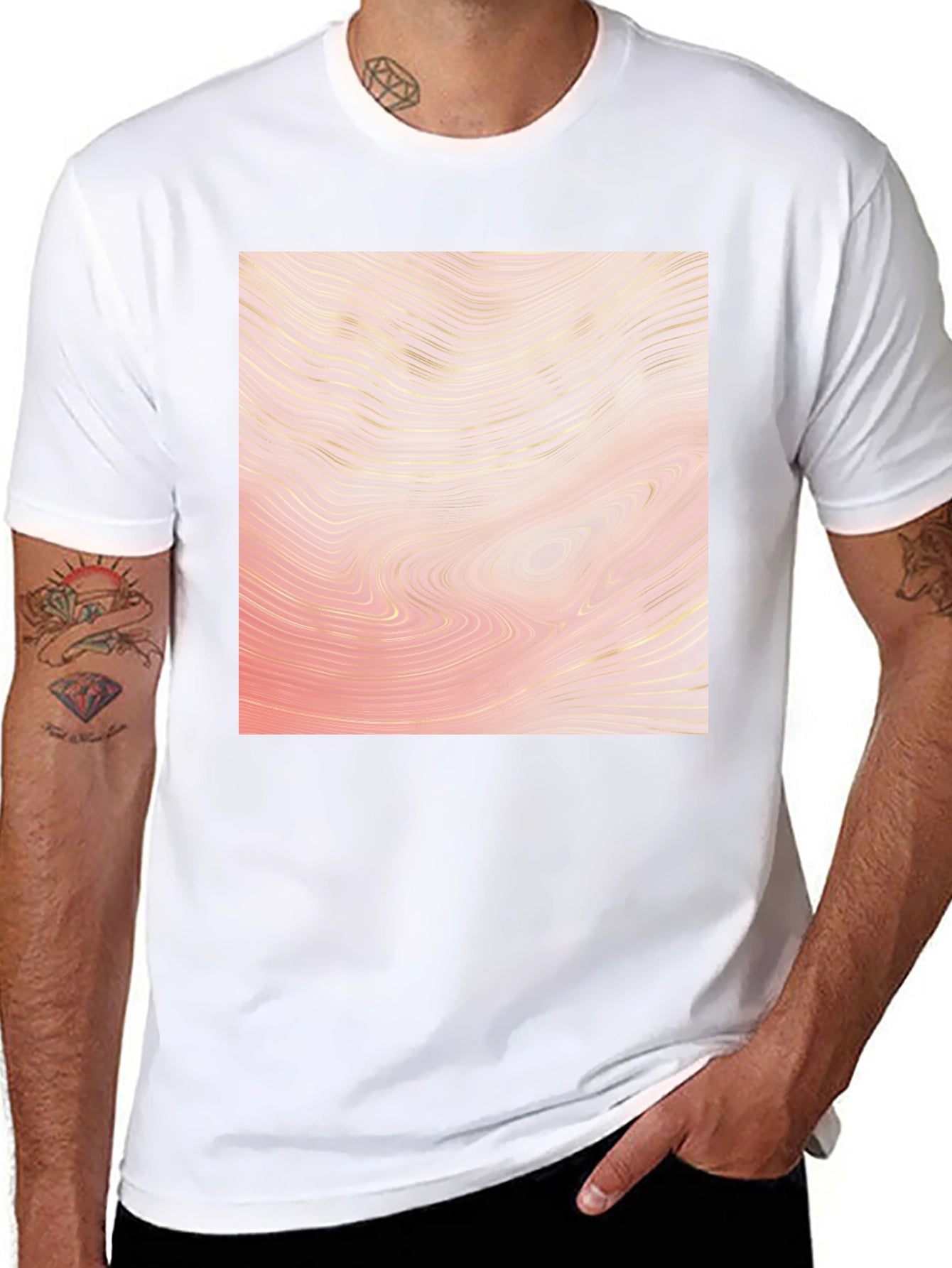 Abstract Wave Pattern Black T-Shirt