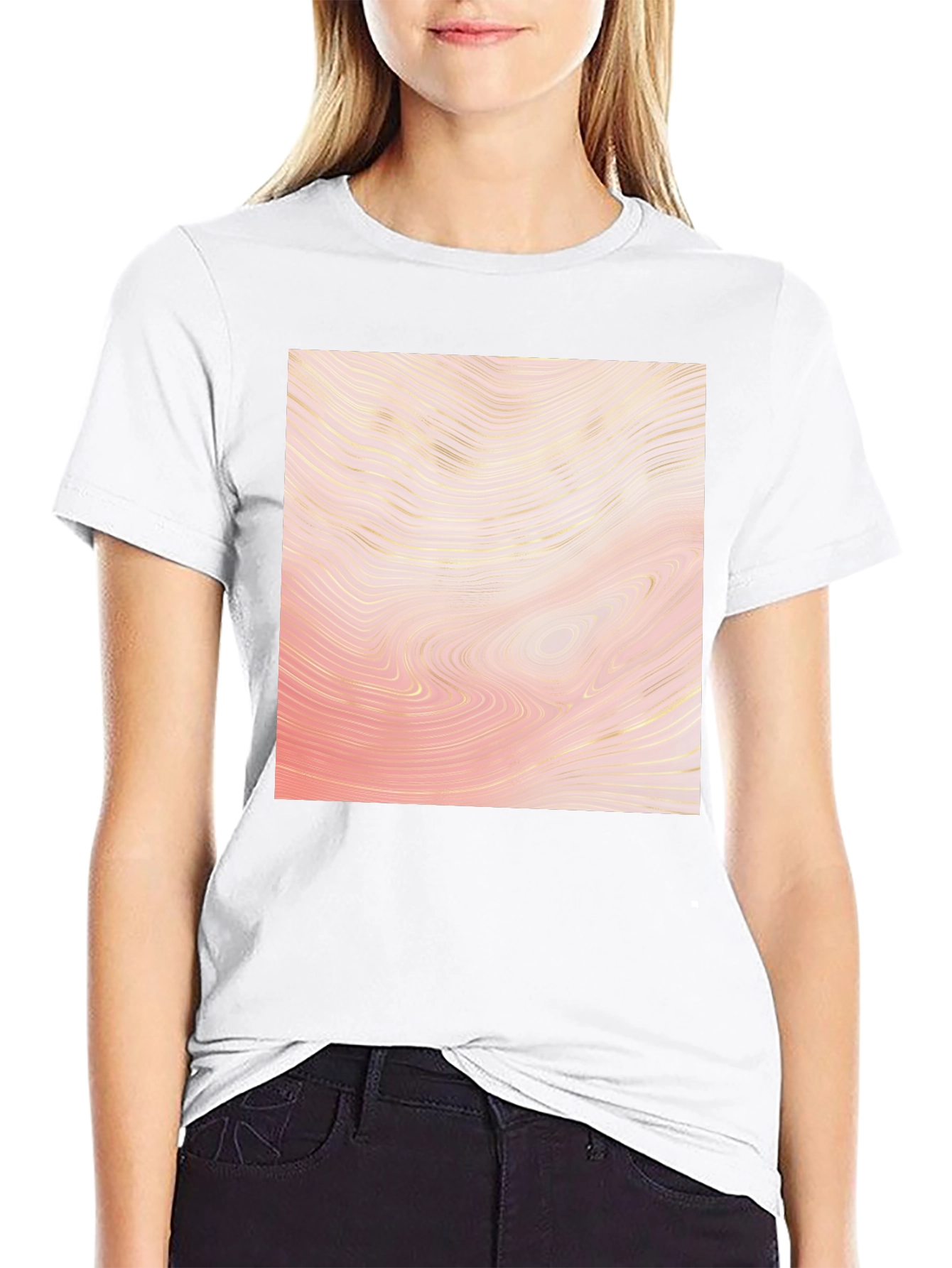 Abstract Wave Pattern Black T-Shirt