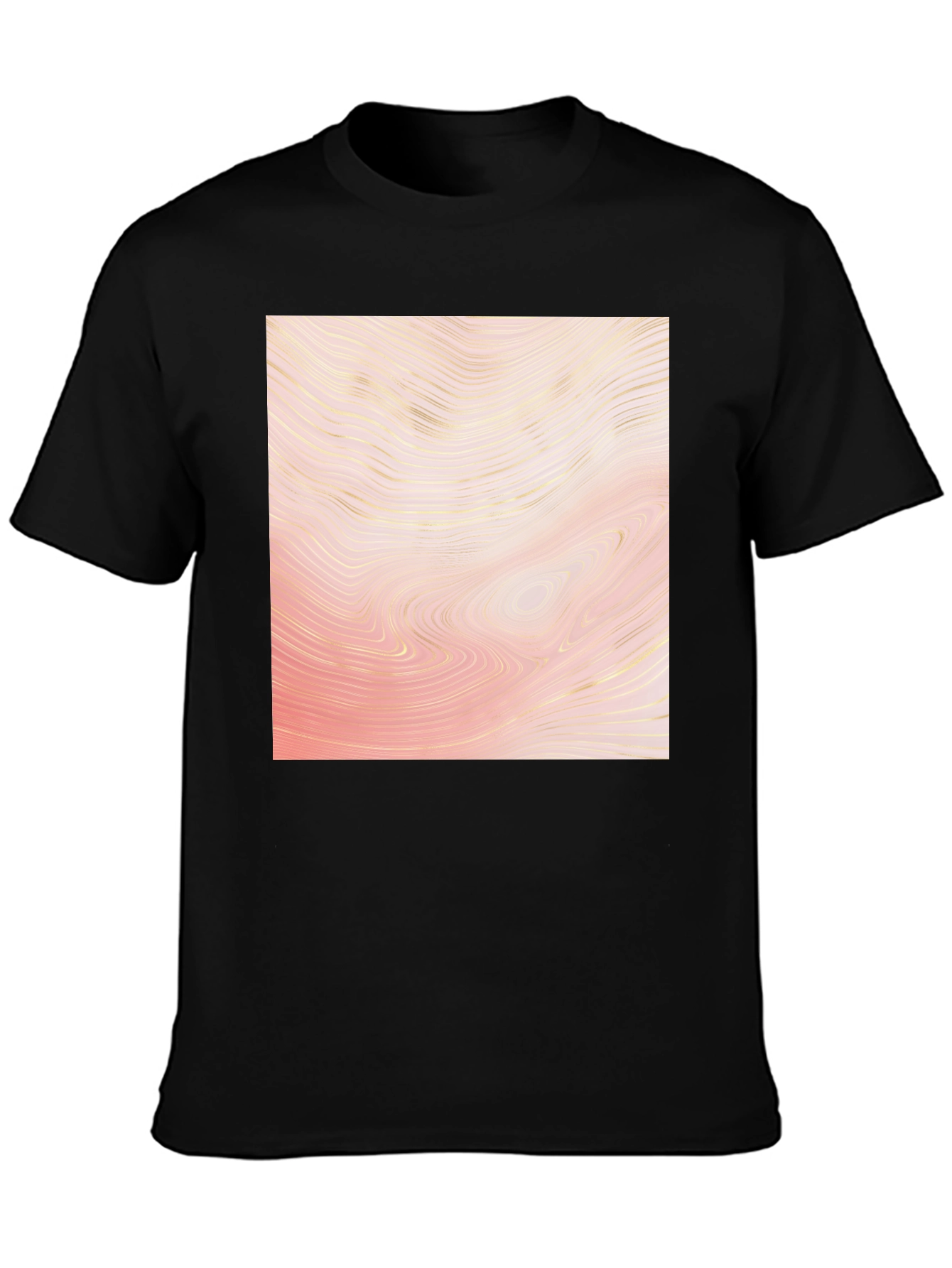 Abstract Wave Pattern Black T-Shirt