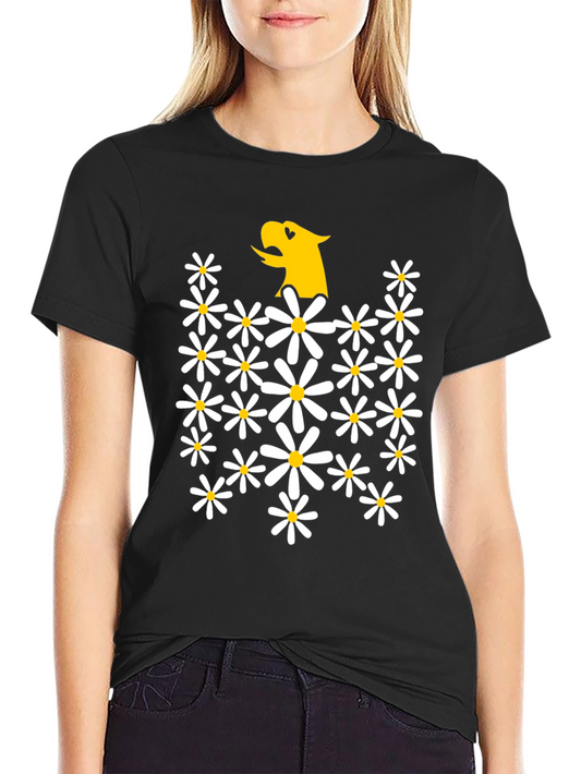 Floral Eagle Graphic Tee - Black Cotton Comfort