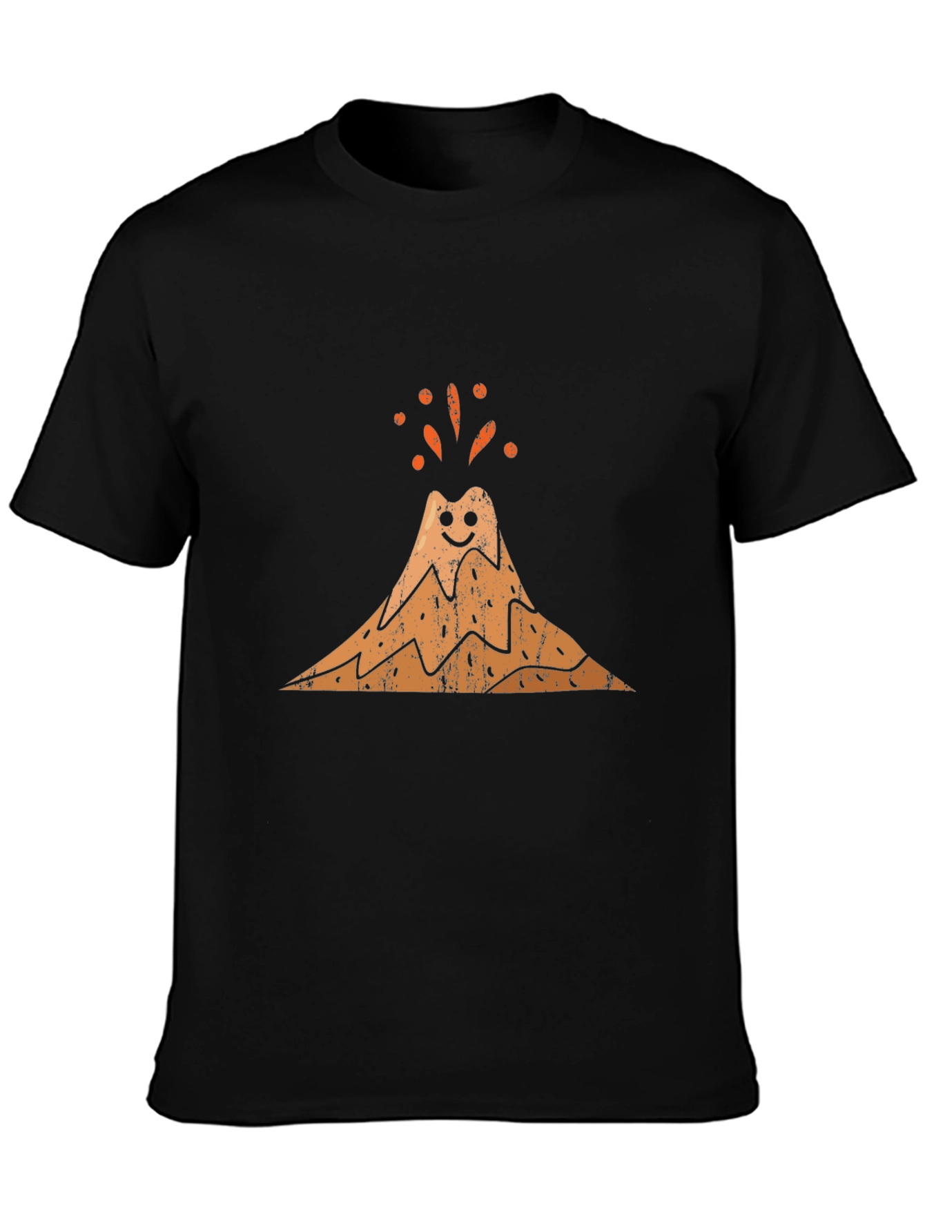 Happy Volcano Graphic Tee - Black Cotton Blend