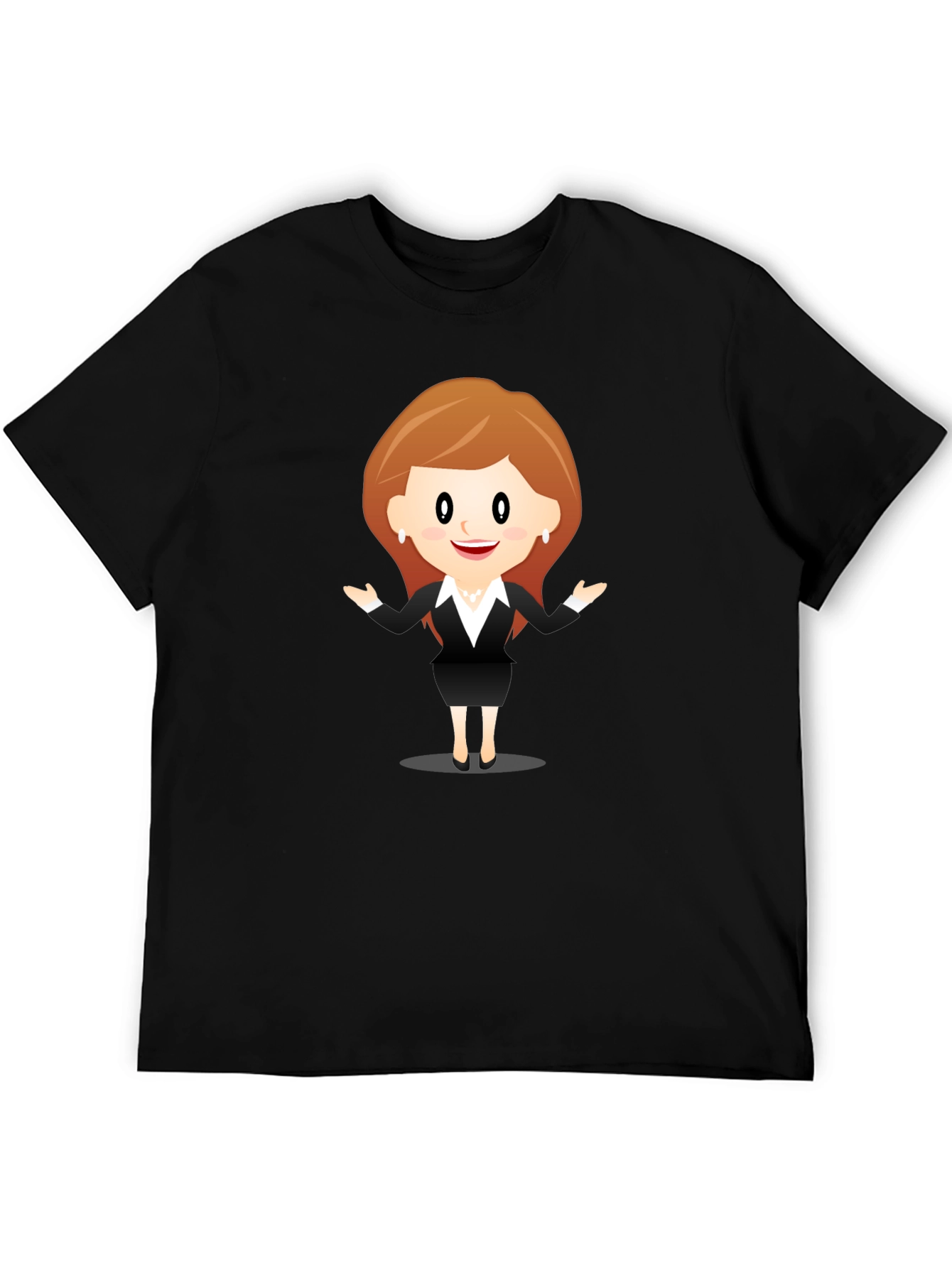 Cartoon Businesswoman Black T-Shirt