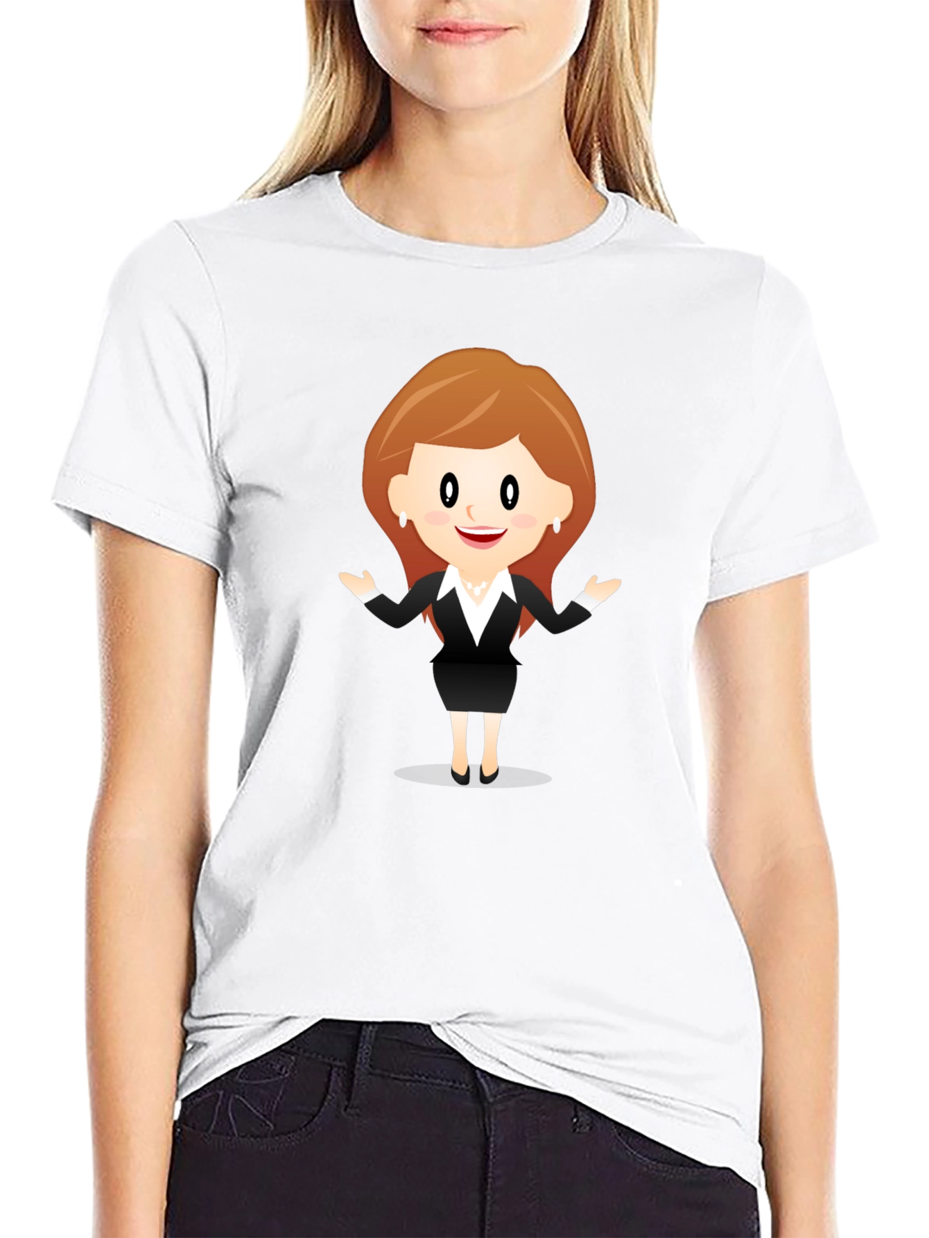 Cartoon Businesswoman Black T-Shirt
