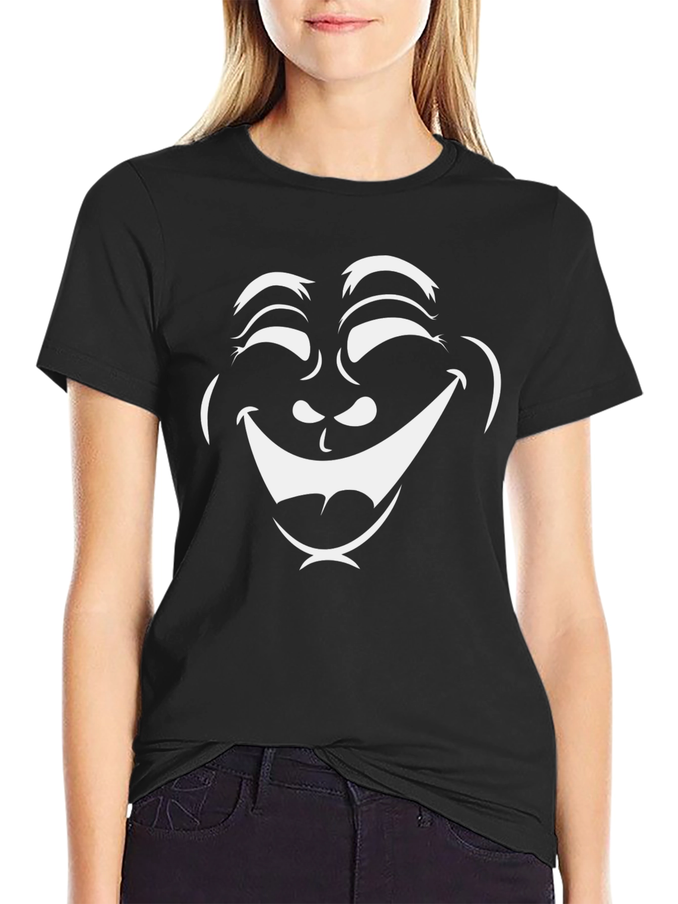 Laughing Face Graphic T-Shirt - Black