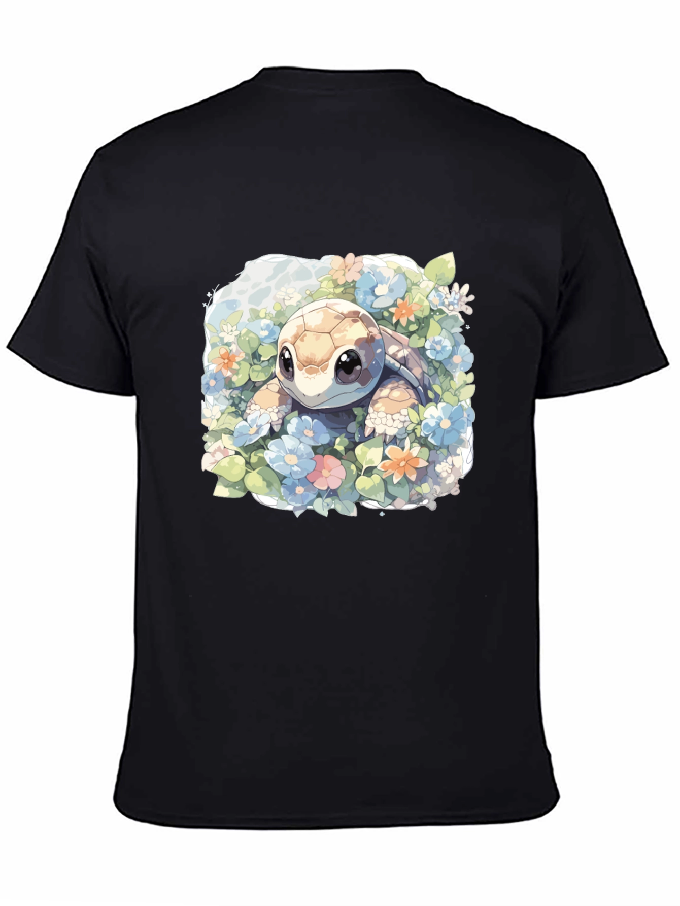 Cute Turtle Floral Graphic Tee