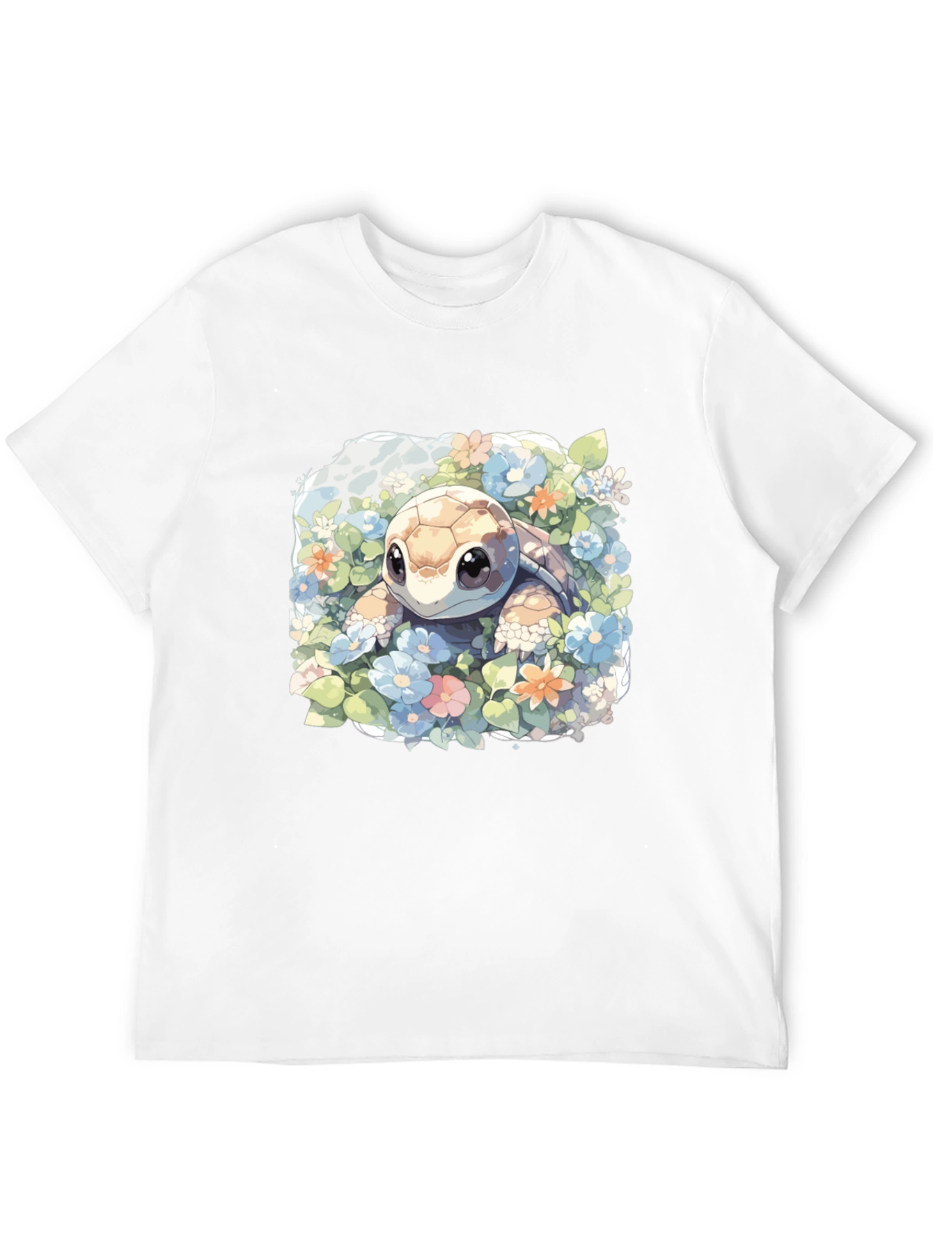 Cute Turtle Floral Graphic Tee