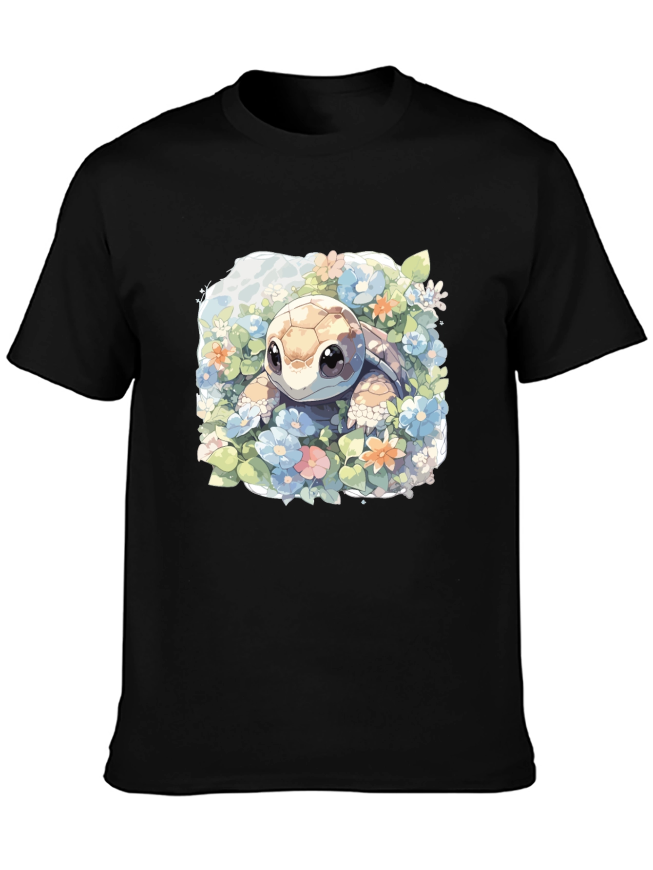 Cute Turtle Floral Graphic Tee