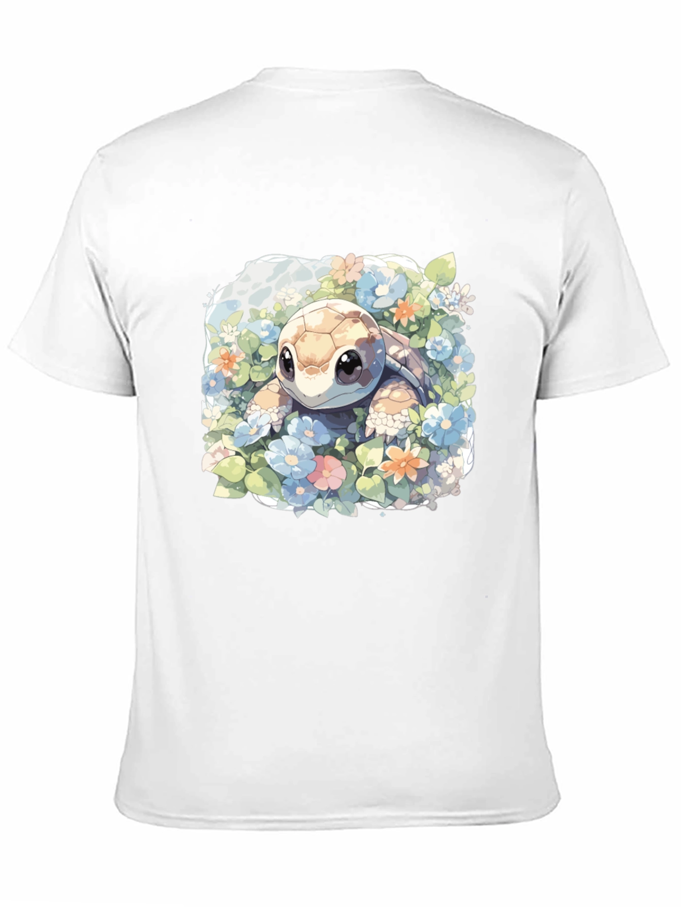 Cute Turtle Floral Graphic Tee