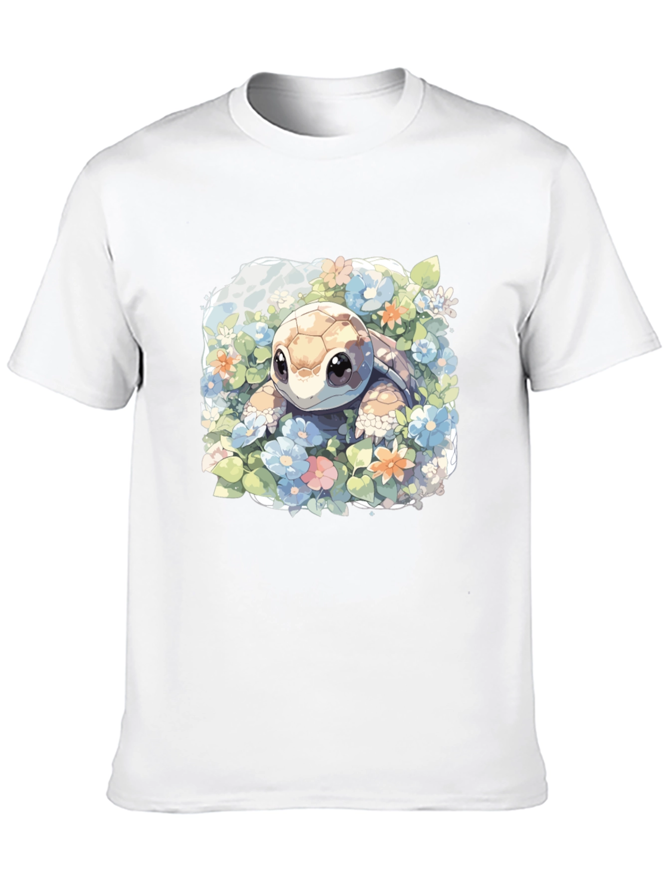 Cute Turtle Floral Graphic Tee