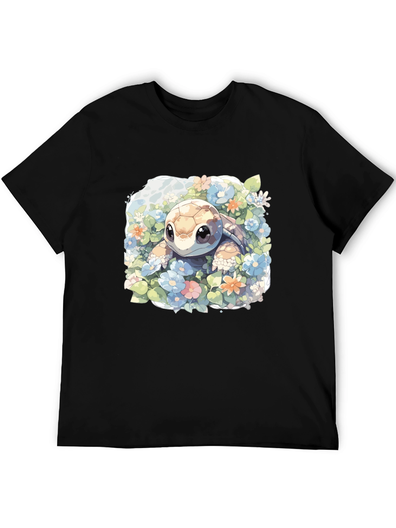 Cute Turtle Floral Graphic Tee