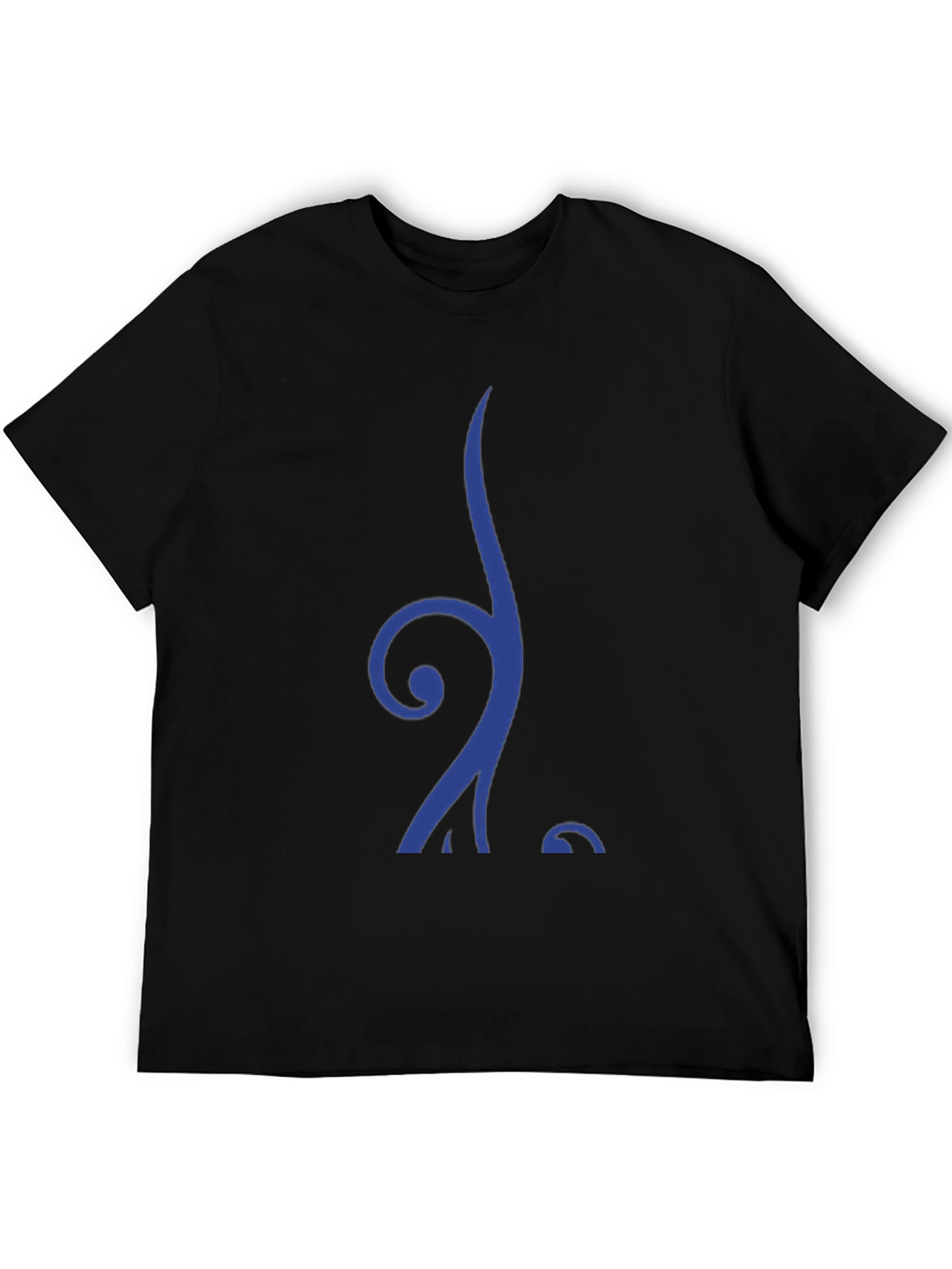 Stylish Blue Swirl Graphic Black T-Shirt