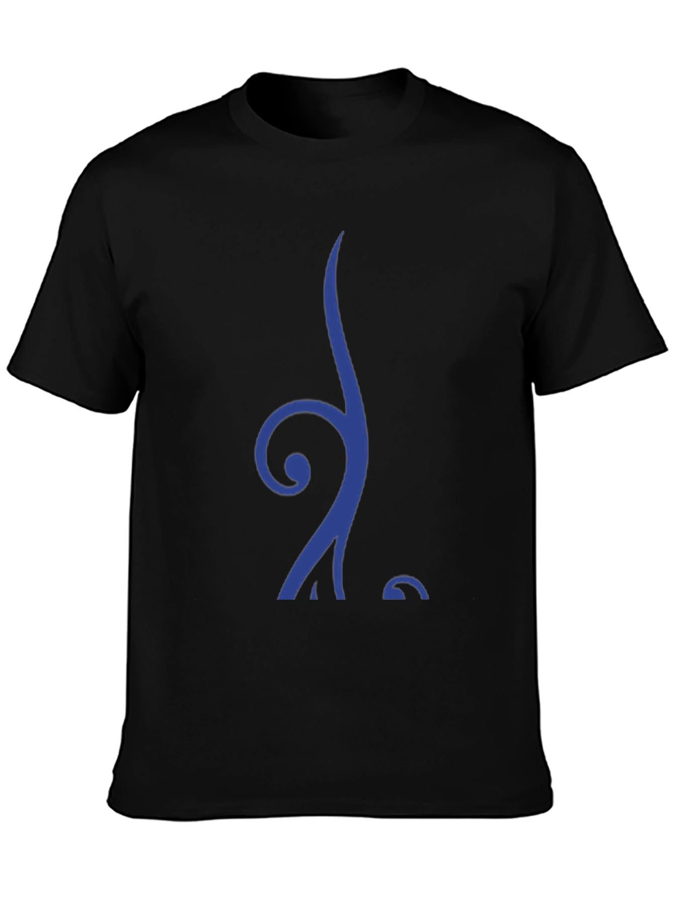 Stylish Blue Swirl Graphic Black T-Shirt
