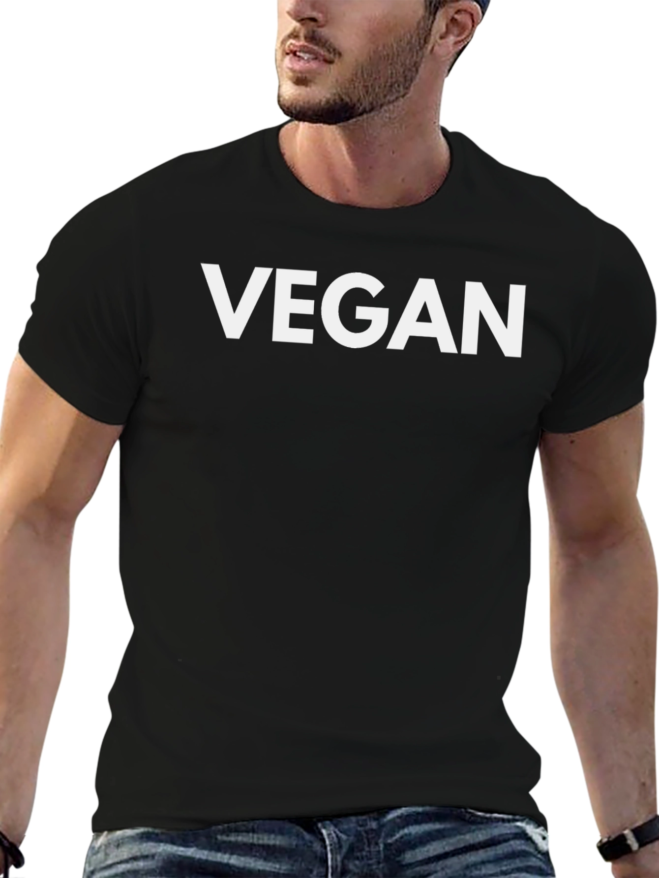 Vegan Statement T-Shirt - Bold White Text on Black