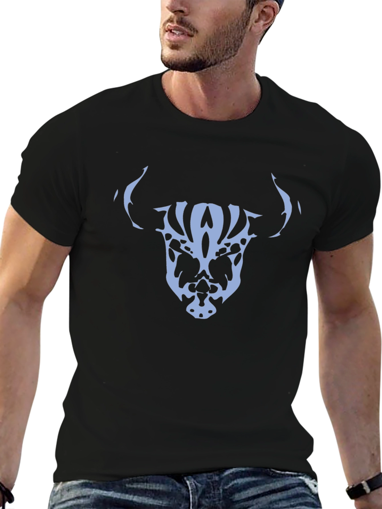Abstract Skull Bull Graphic Tee