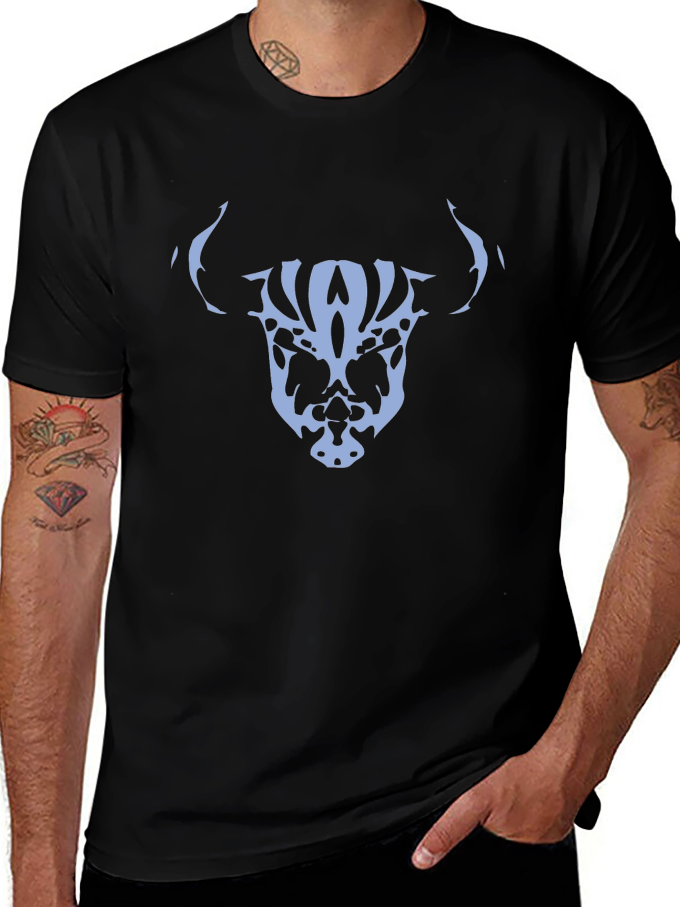 Abstract Skull Bull Graphic Tee