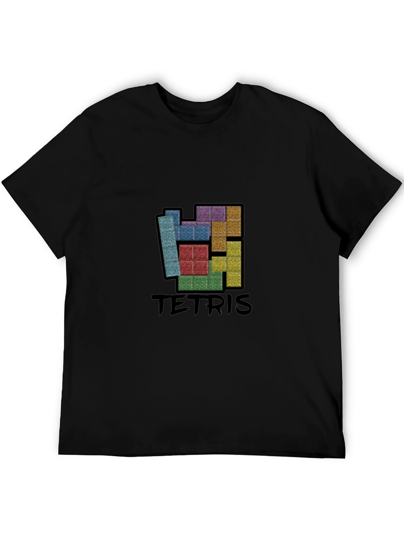 Tetris Graphic Print Black T-Shirt