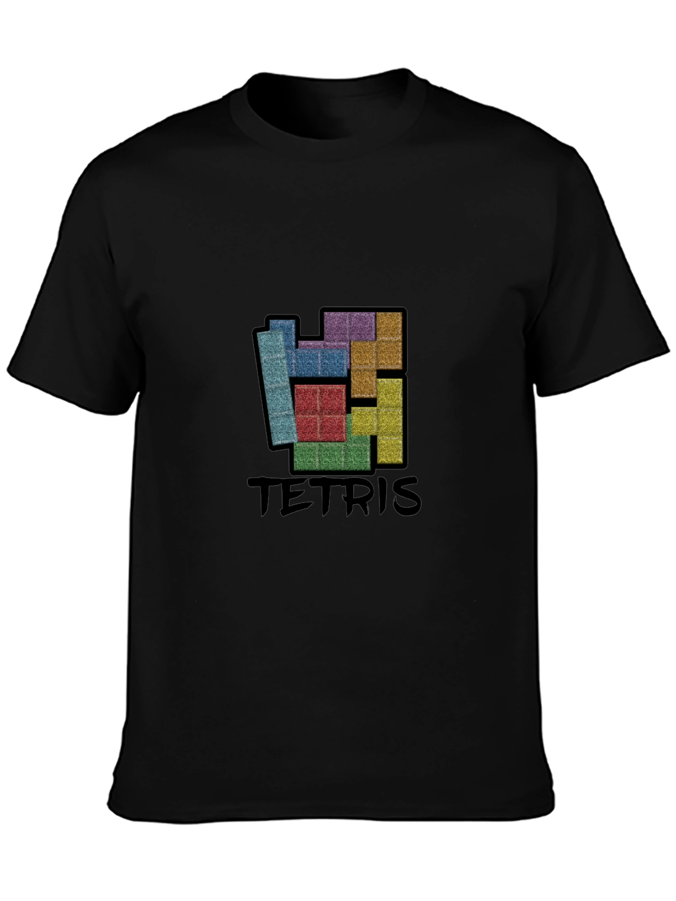 Tetris Graphic Print Black T-Shirt