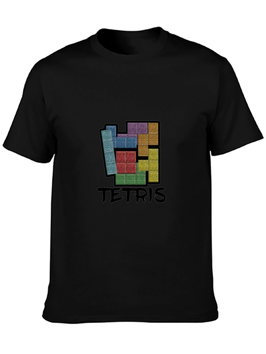 Tetris Graphic Print Black T-Shirt