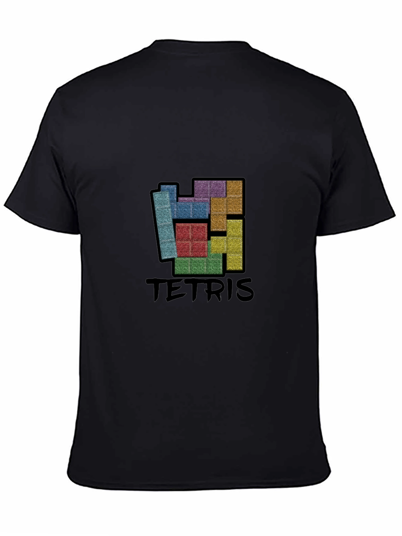 Tetris Graphic Print Black T-Shirt