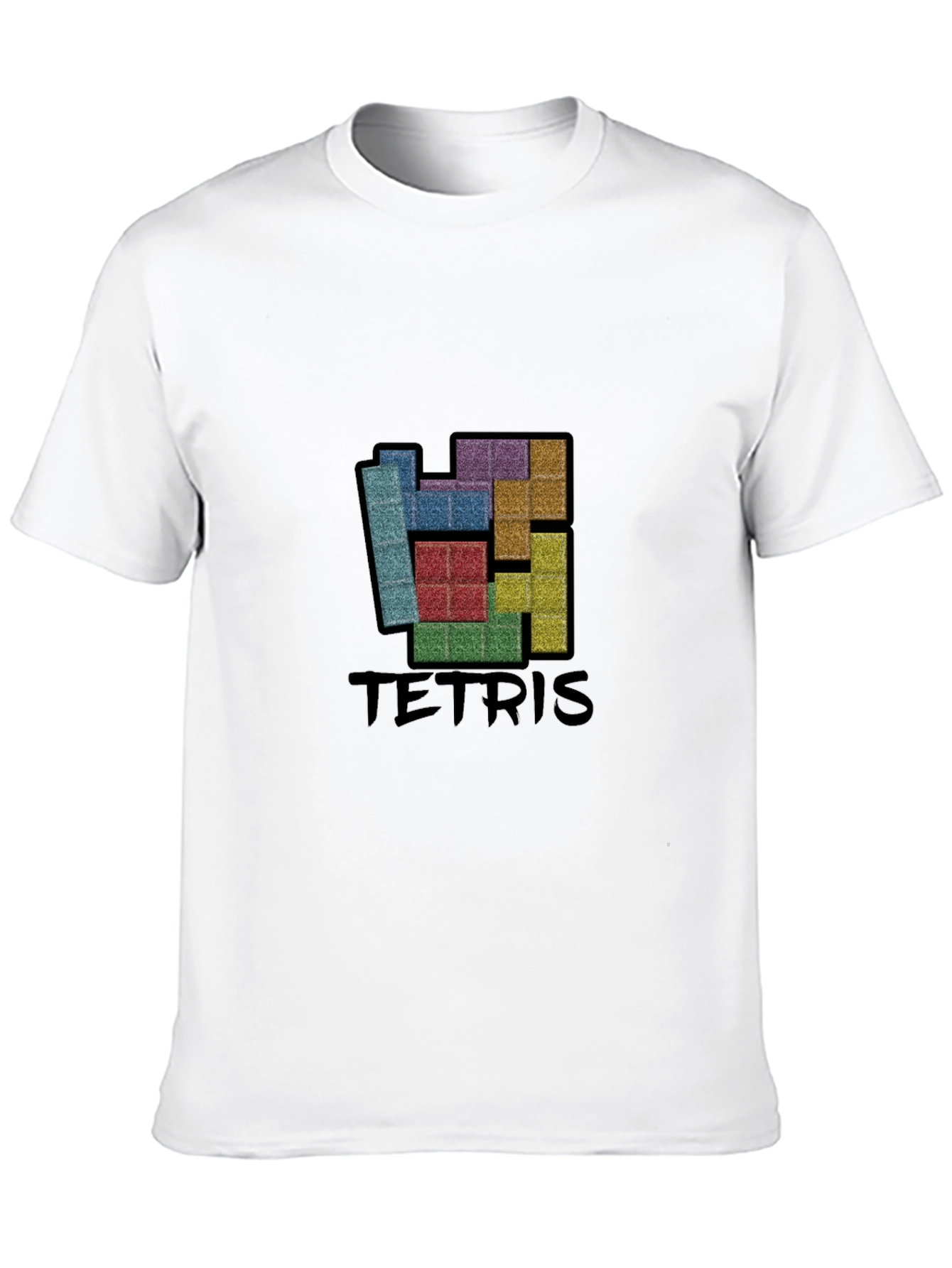 Tetris Graphic Print Black T-Shirt