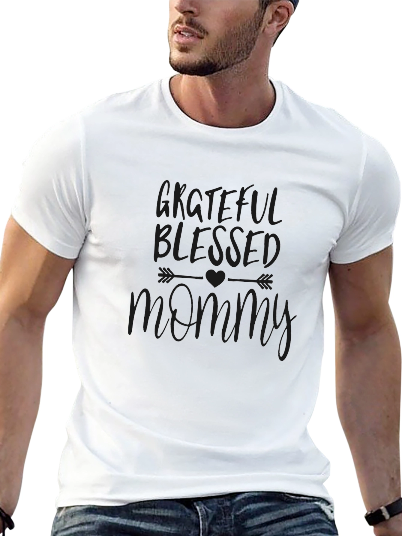 Grateful Blessed Mommy Black T-Shirt