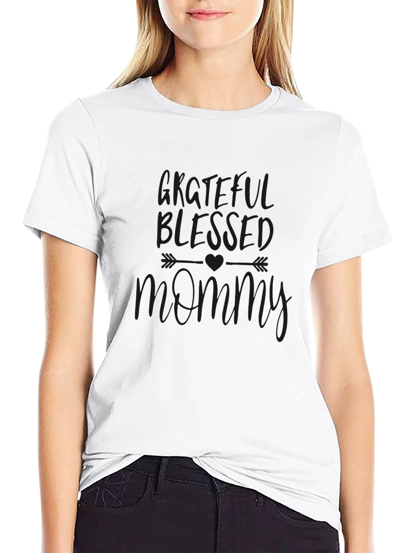 Grateful Blessed Mommy Black T-Shirt