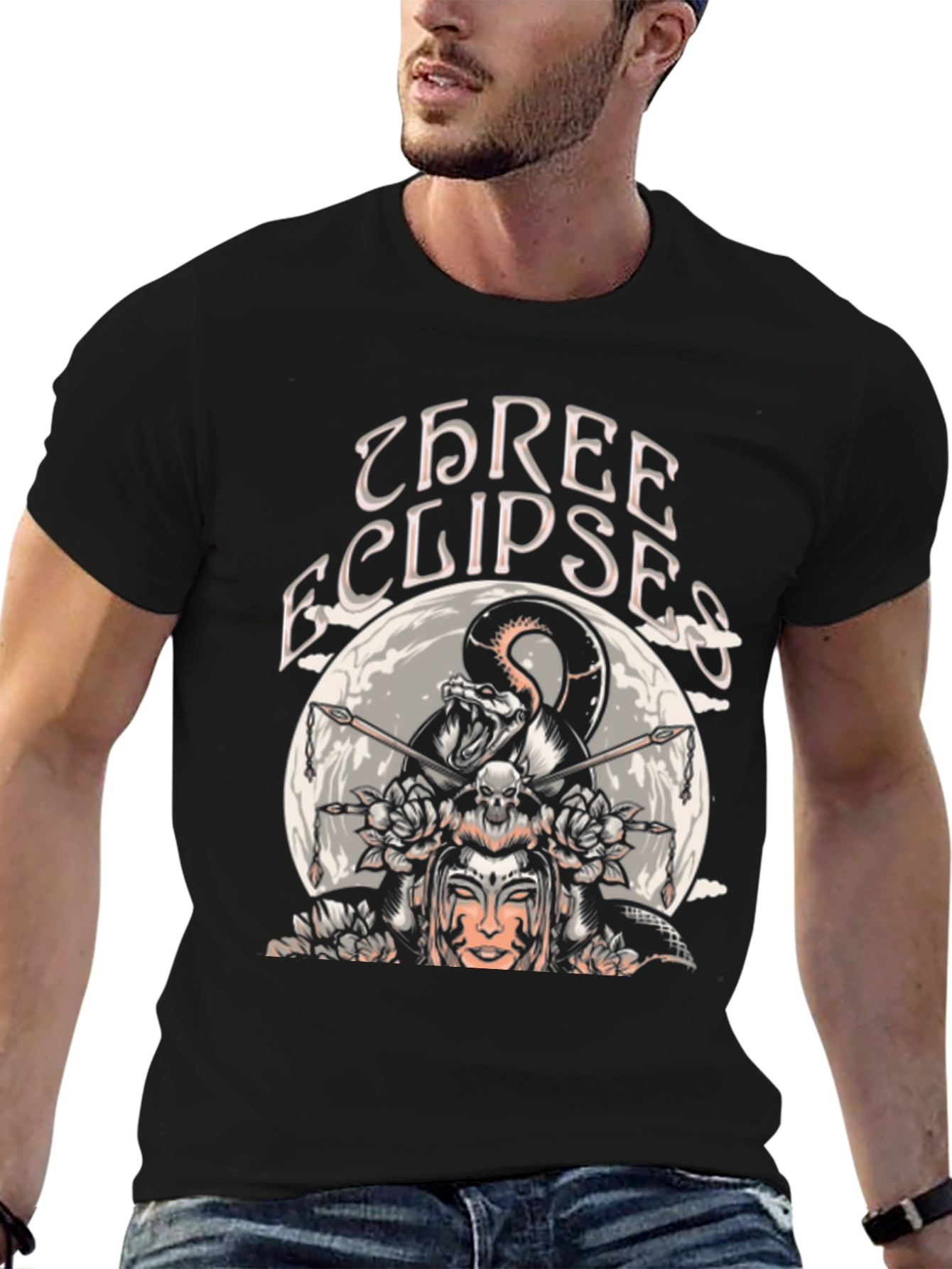 Three Eclipses Graphic Tee - Black Unisex T-Shirt