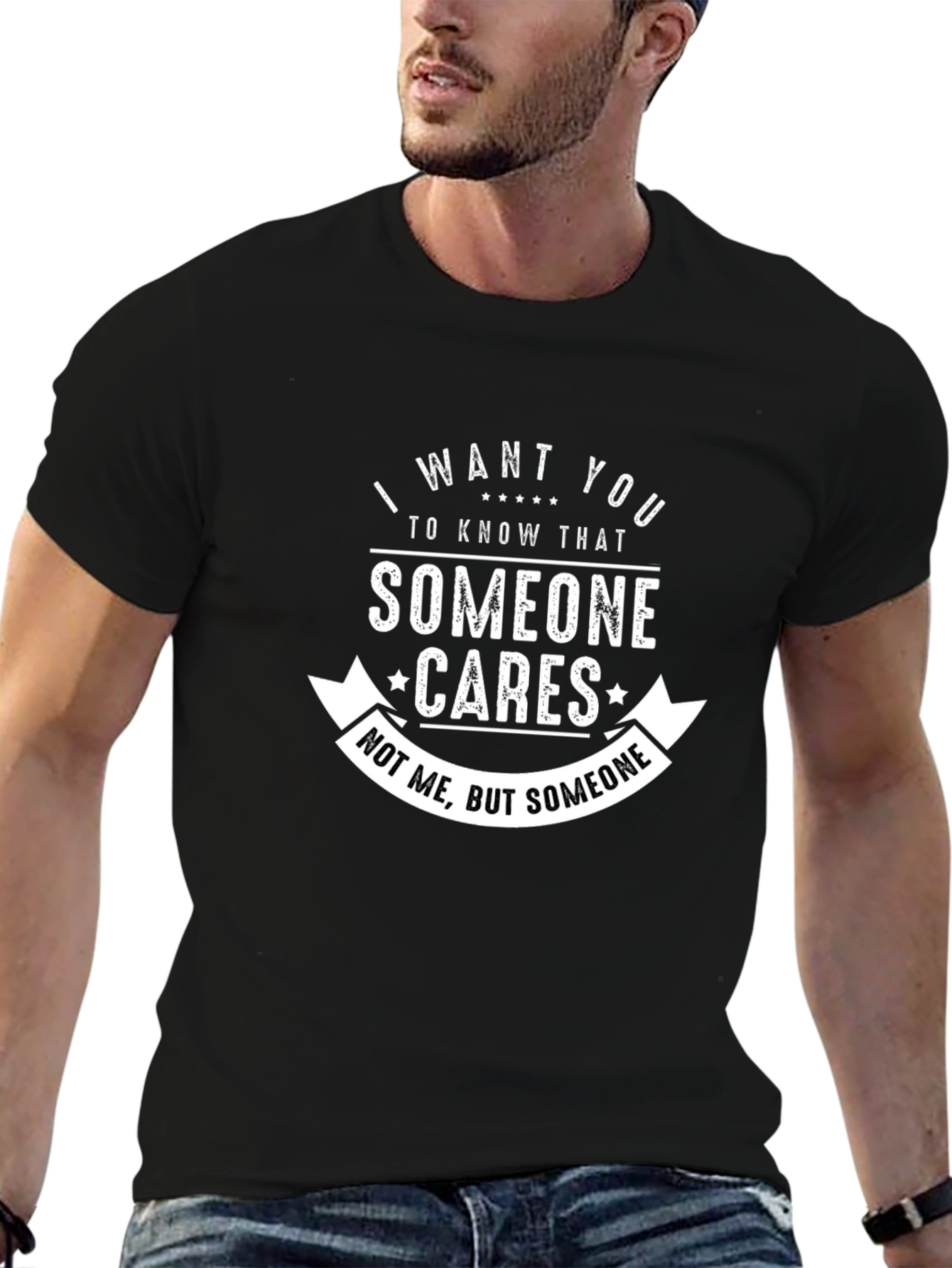 Someone Cares Graphic Tee - Black Cotton Comfort