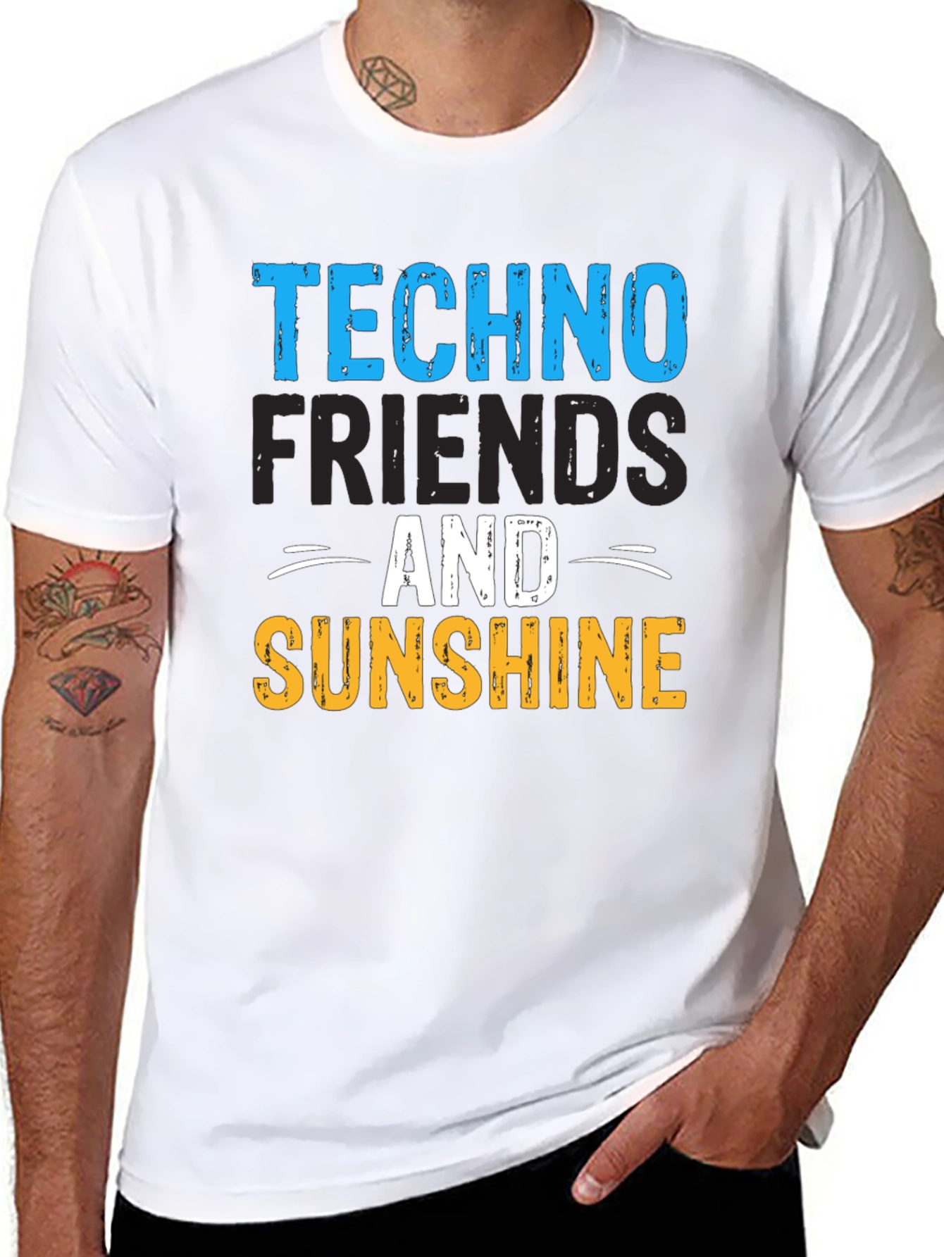 Techno Friends & Sunshine Graphic T-Shirt