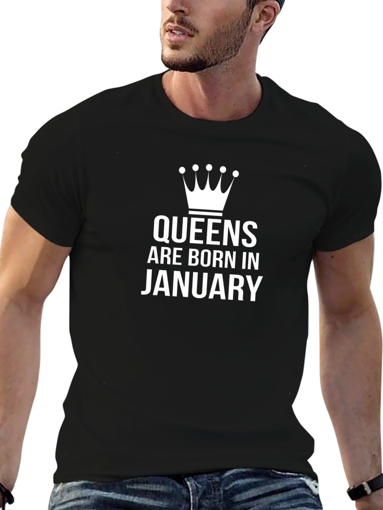 Queens Born In January - Black T-Shirt