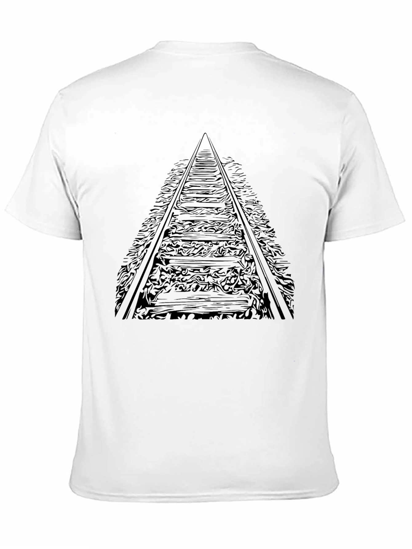 Railroad Tracks Graphic Tee - Black Cotton T-Shirt