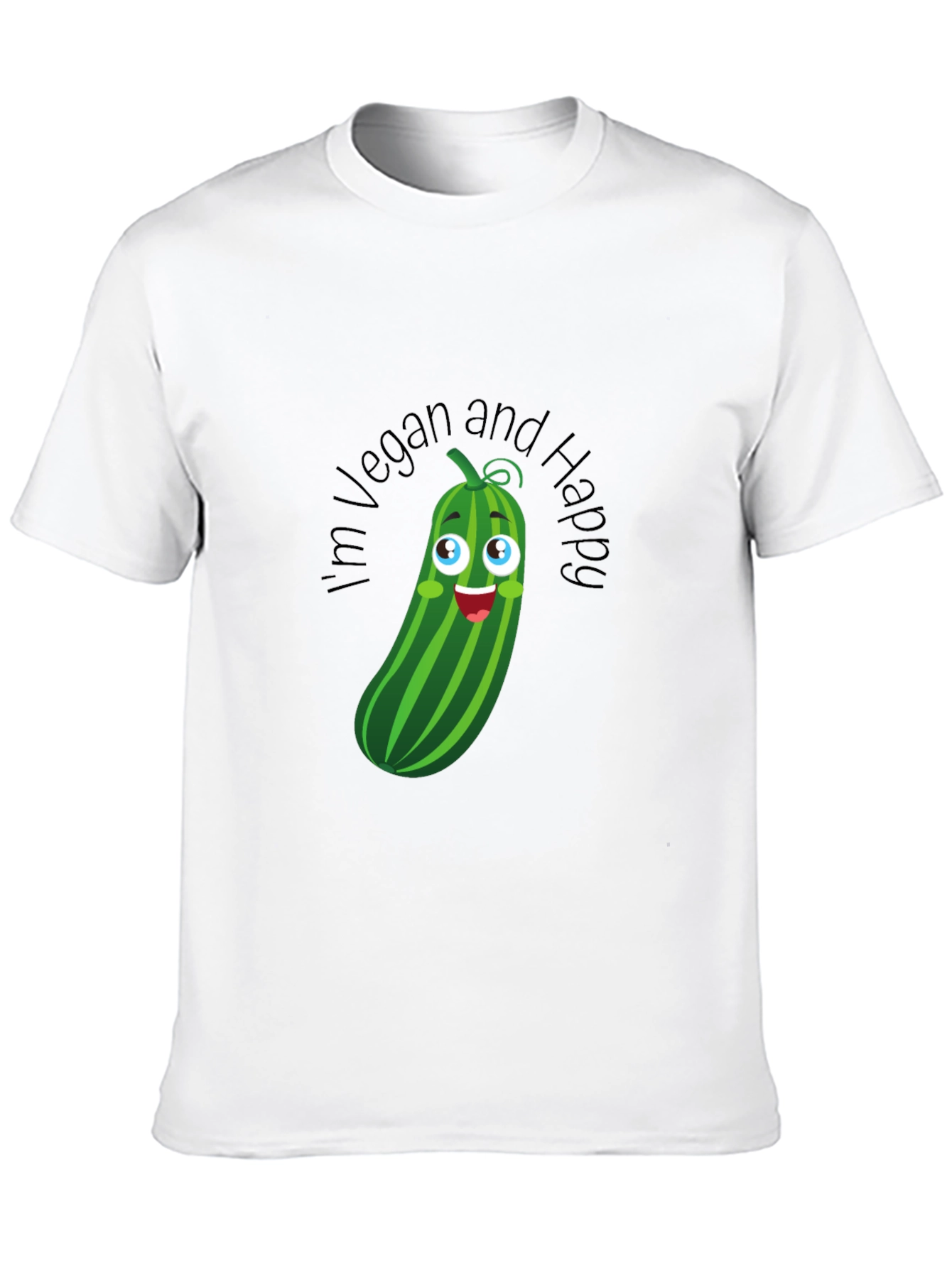 Vegan and Happy T-Shirt - Cucumber Graphic Tee