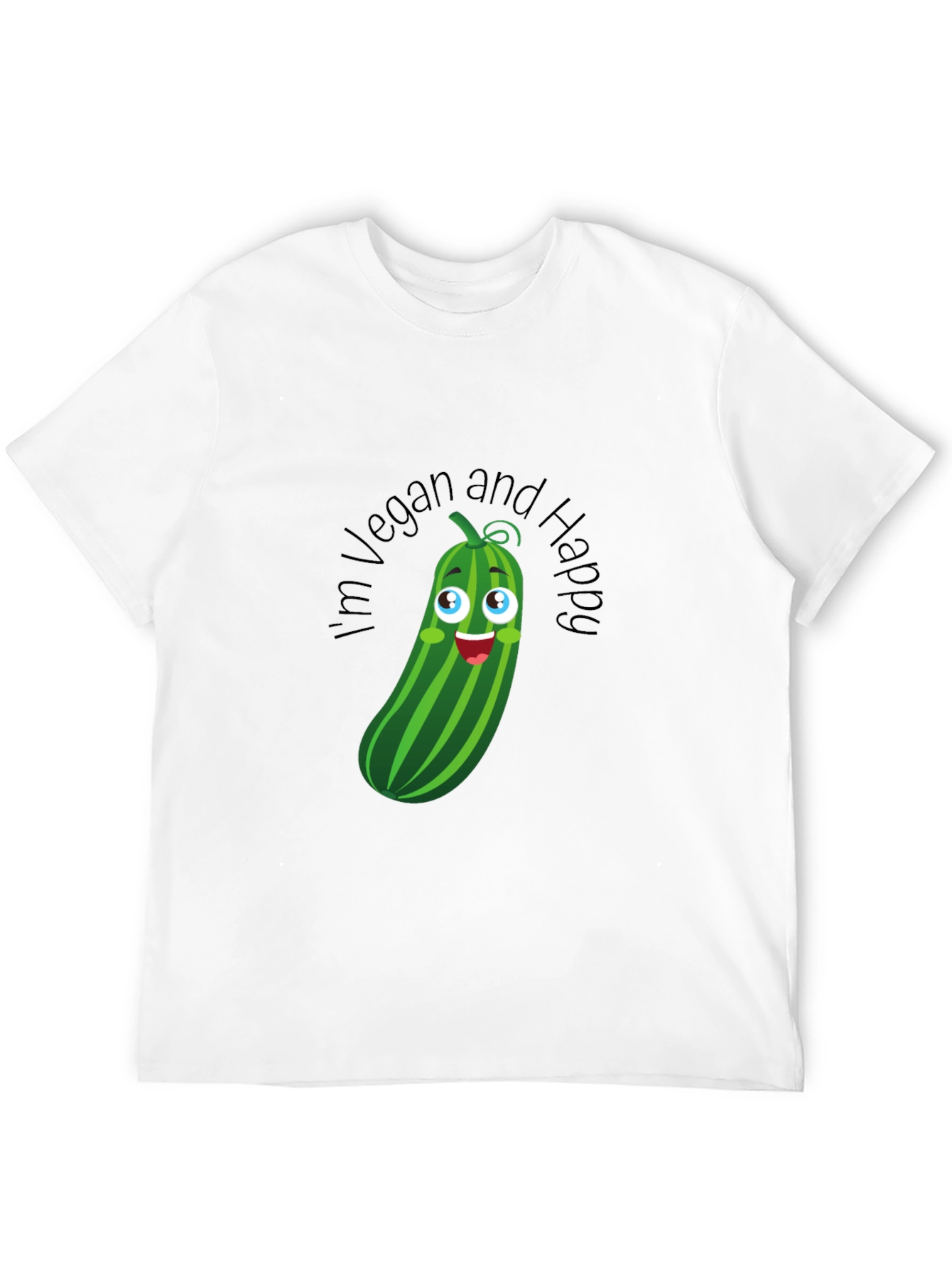 Vegan and Happy T-Shirt - Cucumber Graphic Tee